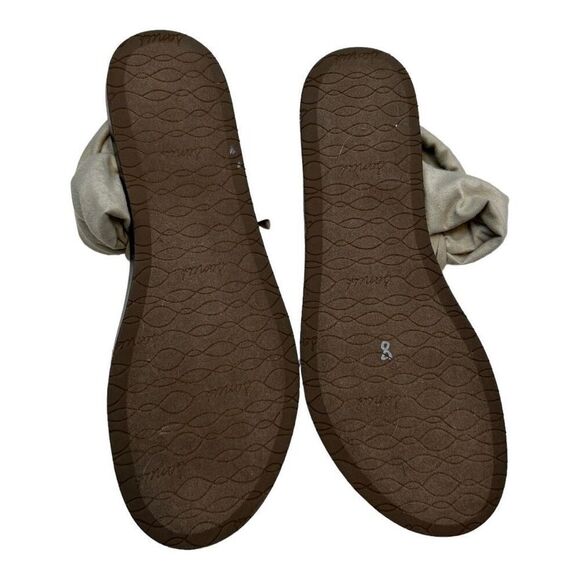 Sanuk Womens Slip On Yoga Sling 2 Flip Flop Slingback Flat Sandals Beige Size 9 - Picture 3 of 5